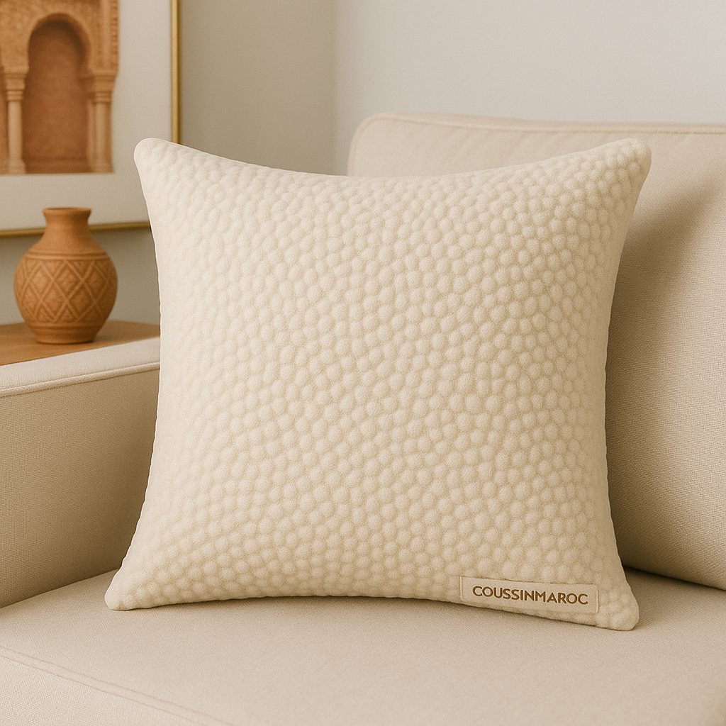 Coussin décoratif bouclé - Élégance naturelle signée CoussinMaroc
