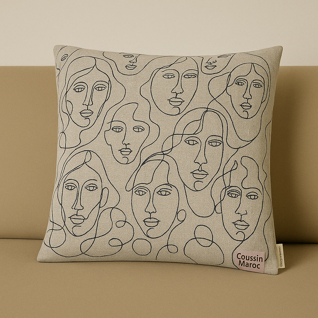 Coussin Visages Artistiques – Design Contemporain by CoussinMaroc
