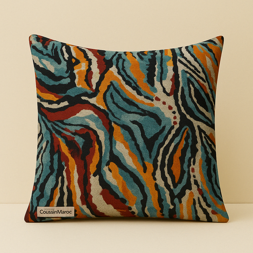 Coussin Abstrait Multicolore – Énergie Artistique by CoussinMaroc