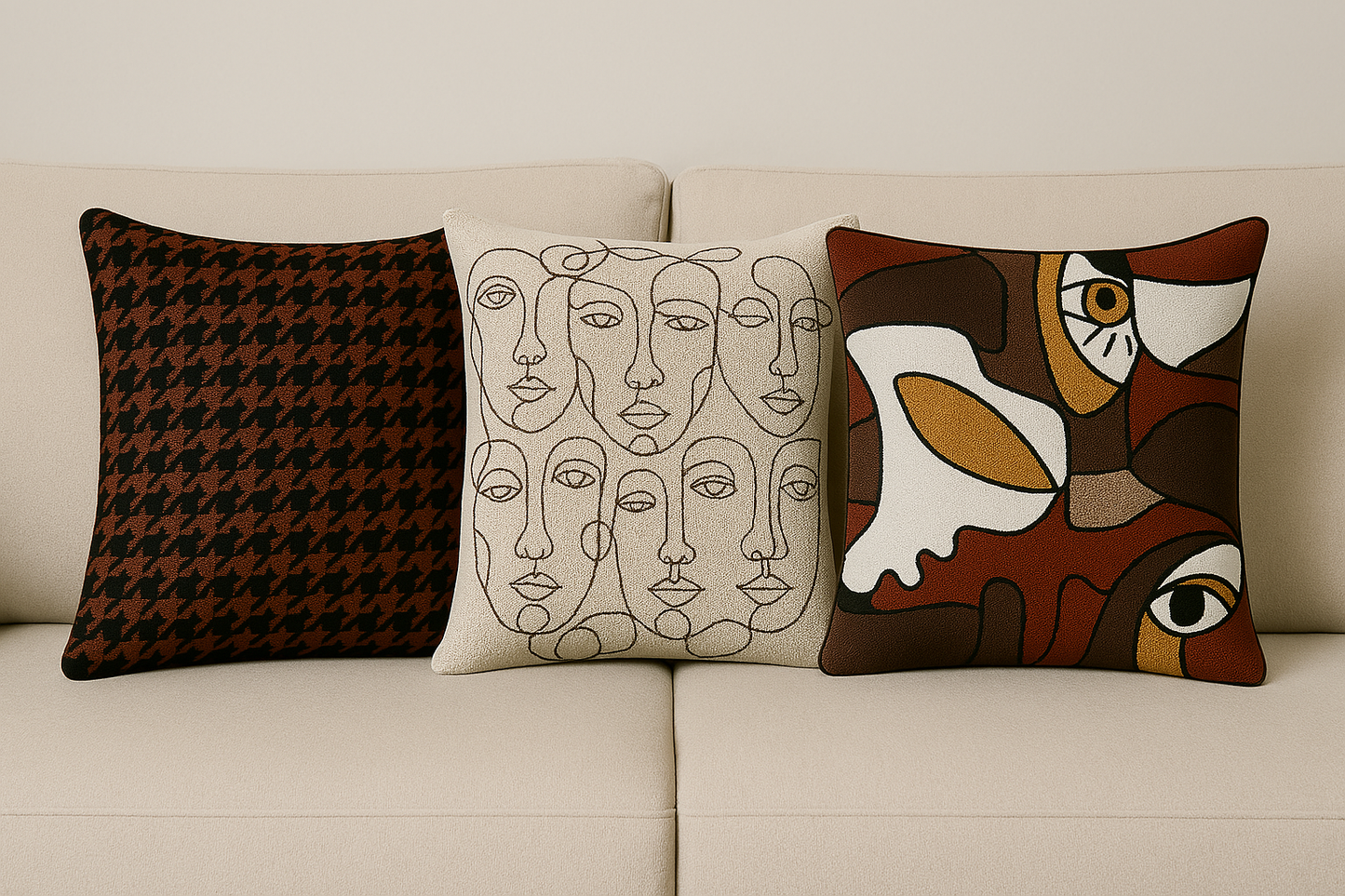 Pack Art & Élégance – Trio de Coussins Design Graphique
