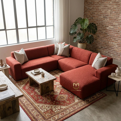 Coussin Diagonal Design Bouclée Crème & Cuir – Élégance Minimaliste