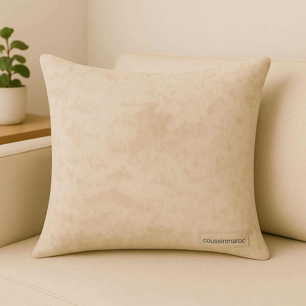 Coussin Texturé Élégance - Beige, Bleu et Gris | COUSSINMAROC
