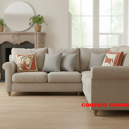 Duo de Coussins Décoratifs Équestres – Style Art & Luxe orange