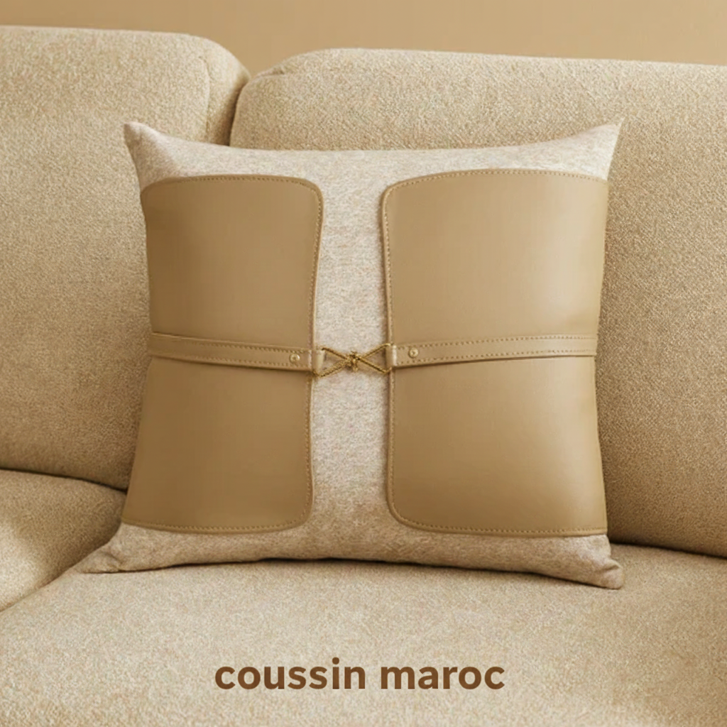 Trio de Coussins Maroc – Design Moderne en Similicuir & Tissu | Décoration Maison Élégante