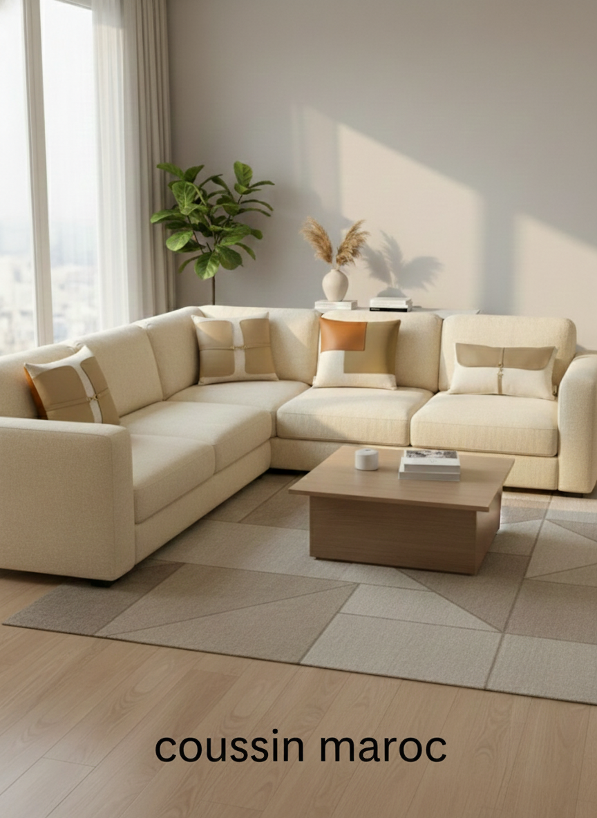 Trio de Coussins Maroc – Design Moderne en Similicuir & Tissu | Décoration Maison Élégante