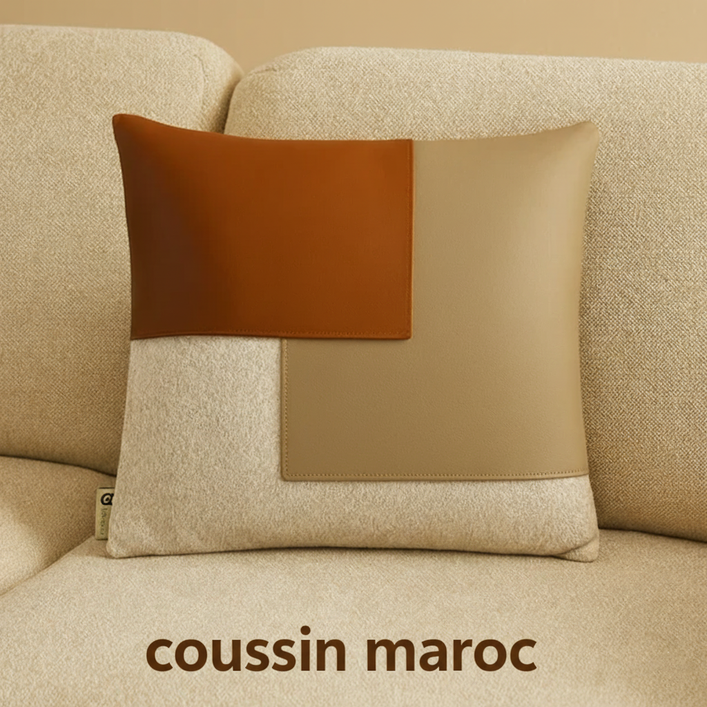 Trio de Coussins Maroc – Design Moderne en Similicuir & Tissu | Décoration Maison Élégante